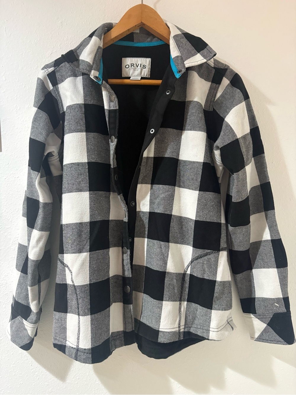 Orvis M  Black & White Buffalo Plaid Jacket